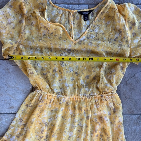 Simply VeraWang Chiffon Dress Butter Yellow Fairycore Tiered Coquette Women Sz M - Picture 11 of 13